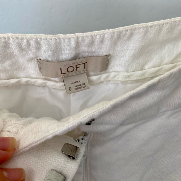 ANN TAYLOR LOFT WHITE LINEN TROUSER MARISA PANTS, LIKE NEW - Picture 2 of 5
